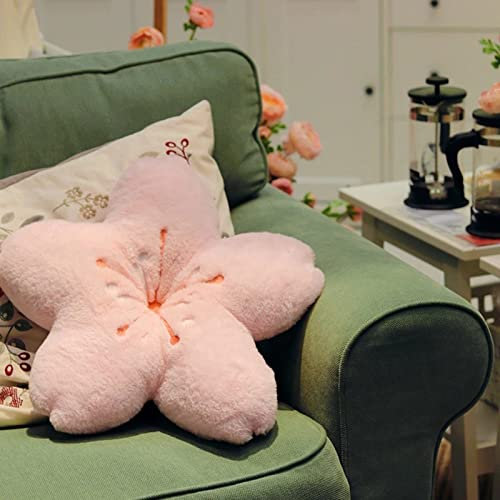 Saterkali Kirschblüten-Kissen, Blumenform, Überwurfkissen, Blumen-Bodenkissen, Sitzkissen, niedliche Raumdekoration, Plüschkissen für Schlafzimmer, Sofa, Stuhl, Auto, Rosa