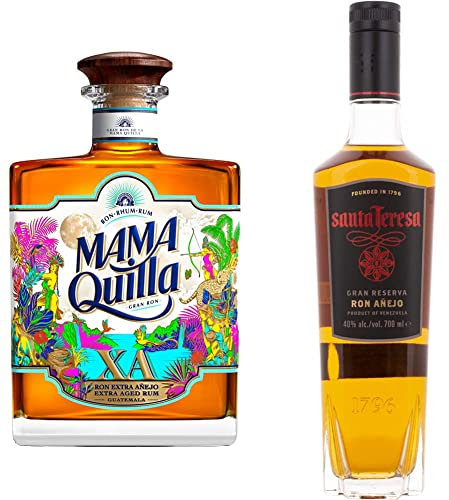 MAMA QUILLA - Rhum XA - Rhum Vieux - 40% Alcool - Origine : Guatemala - Bouteille de 70 cl & Santa Teresa Gran Reserva, Rhum ambré - ron anejo, 70cl, 40%