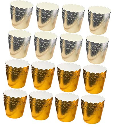BESTonZON 100pezzi Pirottini Di Carta Alimentare Monouso in Oro e Argento Resistenti Al Calore Per Cupcake Muffin Dessert e Caramelle Per Feste Compleanni e Pasticcerie