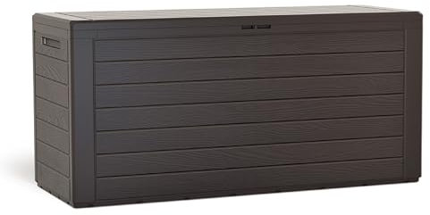 Garronda Auflagenbox Gartenbox Gartenruhe Fassungsvermögen 280 Liter Wasserdicht Aufbewahrungsbox Garten Abschliessbar Gartenruhe Kissenbox GD-0050 (Braun, 280L)