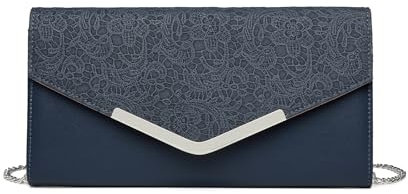 Miss Lulu Damen Clutch Tasche Geblümt Spitze Klutch Elegante Umhängetasche mit Kette Umschlag Handtasche Klein für Hochzeit Valentinstag