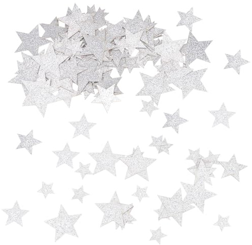 ENLACE Silber Sterne Konfetti Weihnachten Streudeko 3 Größen,Sterne Tischdeko Geburtstag,100 Stück Glitzersterne Streudeko Hochzeit,4cm Sterne Tischdeko Weihnachten für Geburtstag, Hochzeit, Silvester