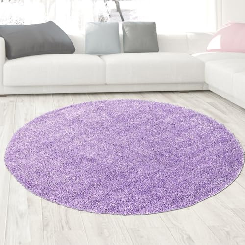 CARPETIA Teppich in Flieder: Luxuriöser Hochflor-Teppich Größe 200 cm Rund
