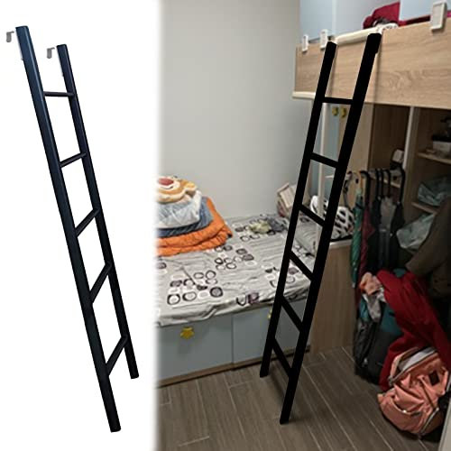 RAtsch Etagenbettleiter, Etagenbettleiter, bodenstehend, Schwarze Anlegeleiter für Wohnmobil, Dachgeschoss, Wohnheim, Wohnwagen, Wohnwagen, Metallrahmen – 45/ 50/ 55/ 59 Höhe (Größe: 150 cm/59