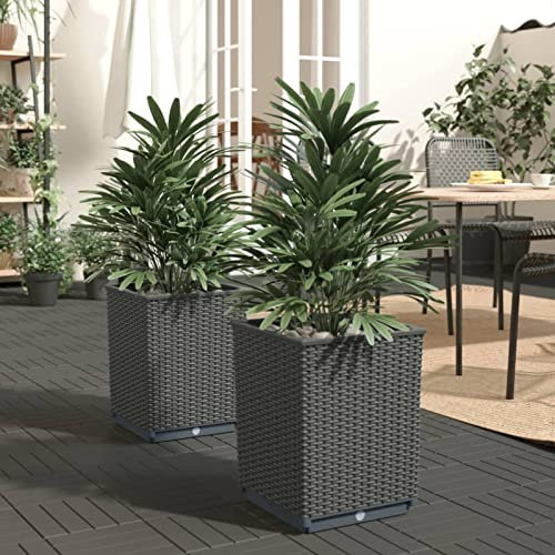 ARKEM Jardinières 2 pcs Noir 30x30x37 cm polypropylène,Jardiniere sur Pieds,Jardiniere Terrasse