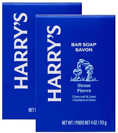 Harry's Bar Soap for Men - Stone Scent, 4 oz Body Soap Bars, 2 Pack