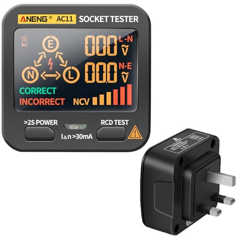 Outlet Tester with LCD Display, Electrical Receptacle Detector Outlet Tester EBTN, 90-250V Voltage Socket Checker Socket Tester UK Socket Tester for Home Safety Inspections