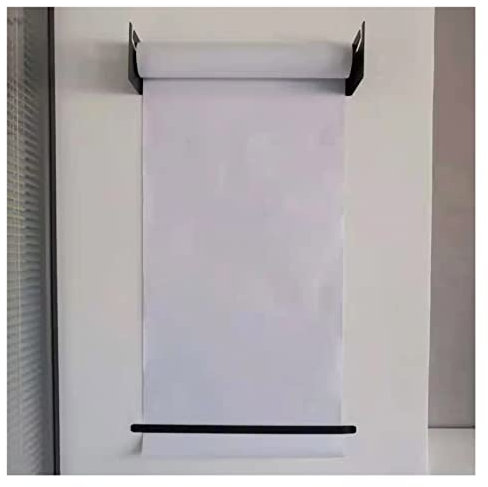 Wandmontierter Papierrollenspender und -Schneider mit 50 m weißer Papierrolle, hängender Notizhalter, stabiles Memoboard, Wandkunst-Dekor (Größe: 67 cm/26,4 Zoll breit)