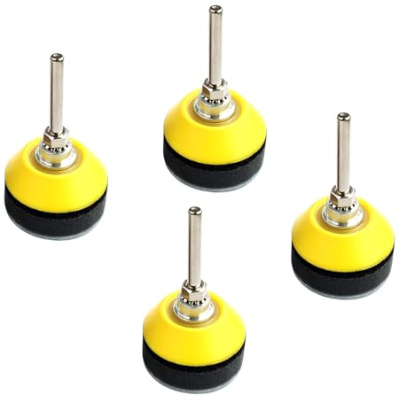 Wanmutrun Dischi Abrasivi Cuscinetti da 50mm Hook and Loop Platorelli per Levigatrici 4Pezzi, Barra di Collegamento da 6mm e Tamponi in Schiuma Morbida