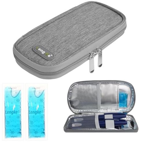 ACWOO Borsa Termica per Insulina, Borsa per Diabetici da Viaggio con 2 Impacchi di Ghiaccio, Portatile Custodia Per Insulina Per Diabetici, Perfetto per l'aereo, le Vacanze e i Viaggi (Grigio)