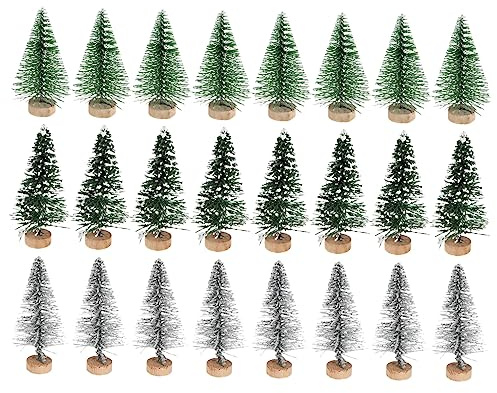 OFFSCH 24stücke Mini Weihnachtsbaum Dekorative Kleine Künstliche Bäume Für Weihnachten Für Heim Und Tischdekoration Farben Für Festlichkeiten Und Partys