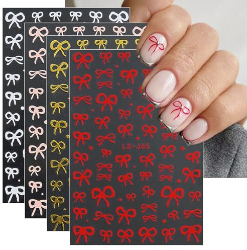 JMEOWIO Nagelsticker Herzfliege Stern 8 Blatt Nail Art Sticker Selbstklebend Nagelaufkleber Dekoration Nageldesign Zubehör