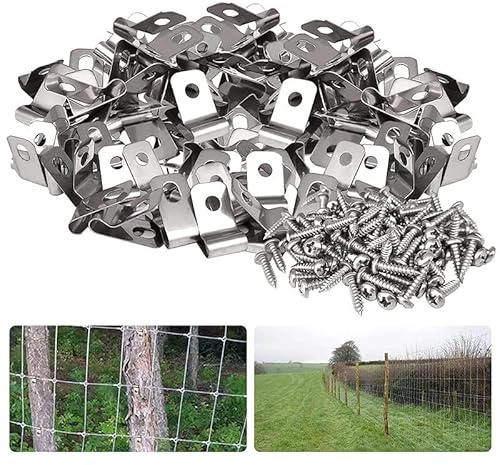 100PCS Stainless Steel Iron Wire Mesh Clips for Gabion Baskets, with Screws