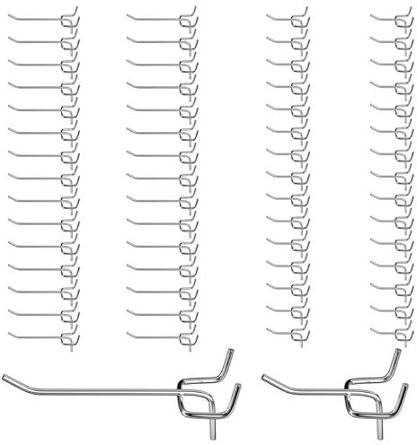 MeoZynxadril Lochwandhaken,30stk 10cm und 30stk 5cm Eisen Stecktafel Haken, Lochwand Haken Werkzeugwand Pegboard Haken, für Werkzeughalter Wand, Baumärkte, Werkstatt(60 stk)