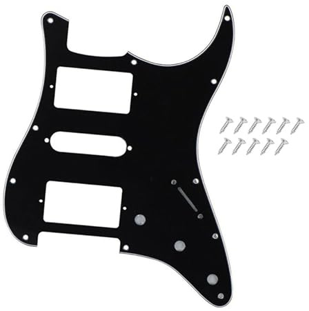 DIAO79NI Pro 11 Loch HSH Strat Pickguard Humbucker Single Humbucker Scrath Plate für Fender American/Mexican Standard Stratocaster Modern Style E-Gitarre, Schwarz-Weiß, 3-lagig