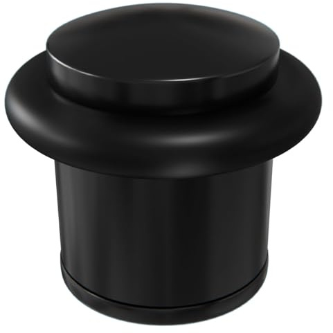 MS Beschläge Türstopper Boden zum Schrauben Ø 20mm - Door Stopper klein aus Metall in Schwarz mit Gummiring - Türpuffer und Wandschutz für Bodenmontage im modernem Design