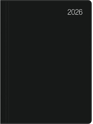 Zettler Taschenkalender schwarz 1W/2S 2026 – Timer 10 × 14 cm, 1 Woche auf 2 Seiten, flexibler Kunststoffeinband, FSC-zertifiziert