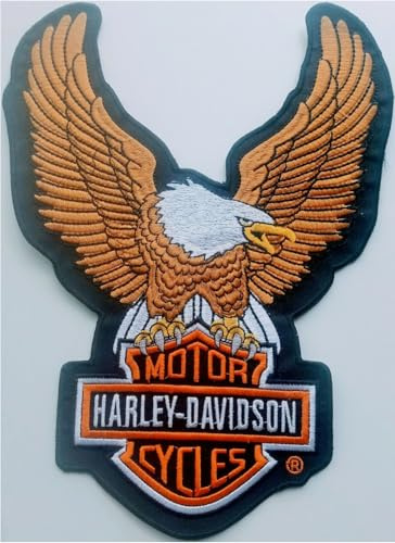 Maxi-Flicken, XL, amerikanischer Adler, 24 x 34 cm, zum Aufbügeln, kompatibel mit Jacken, Harley Davidson, American Eagle