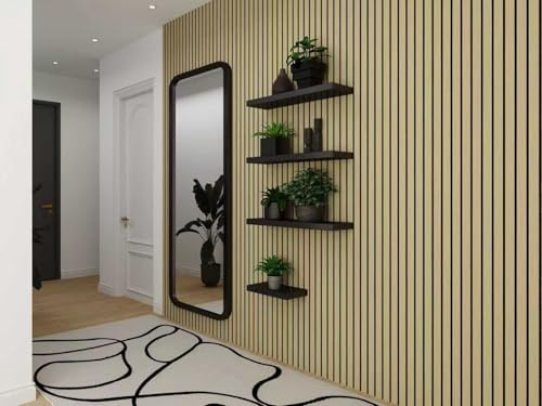 Jobu | Acoustic Wood Veneer Slatted Panels for Wall Decor | 240cm (L) x 60cm (W) x 2.1cm (D) (Natural Oak, 3 Pack)