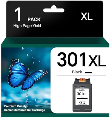 Cebhink 301 XL Schwarz Ersatz für HP 301 Druckerpatronen 301XL Kompatibel für Hp Envy 4500 5530 5534 DeskJet 2544 2549 OfficeJet 2620 4630 4632 1 Schwarz