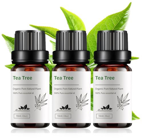 3 Stück Teebaumöl Bio Natural Organic Tea Tree Essential Oil Tea Tree Oil Geeignet für Haut Haare Nägel Ideal zum Zerstäuben Duschen Baden|Kerzenherstellung Seife