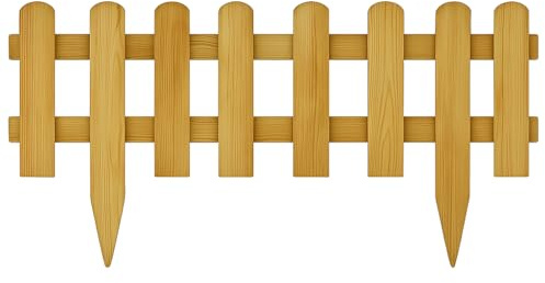 RANRHA Wooden Garden Picket Fence Panel, 40 x 99 cm, Natural Colour, Decorative Border for Garden, Patio Edging Border Guest House Fence (3)