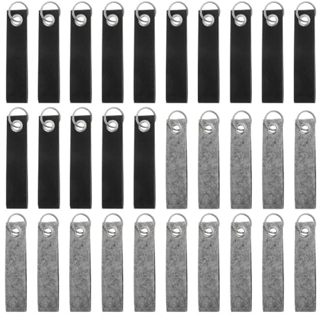 QUARKZMAN Filz Schlüsselanhänger mit Edelstahl Ring, Schlüsselanhänger Rohlinge Bunt Beschriftbare Filzanhänger für DIY-Dekoration, Taschen