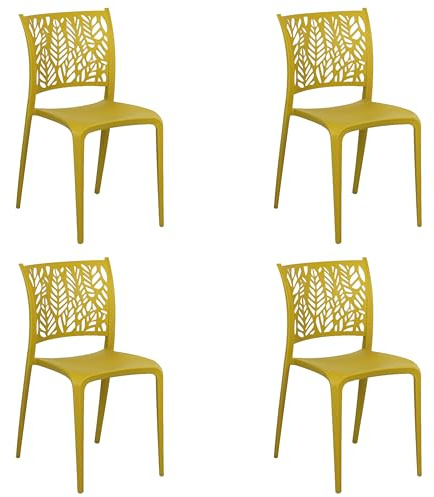 Totò Piccinni Sedia SPRING in Polipropilene moderno design impilabile per esterno e interno (Giallo Senape, 4)