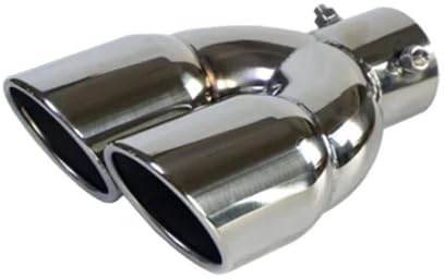 Punta Escape Tubo de Escape de Coche de Doble Salida silenciador de Punta Tubo de Cola Entrada Universal de de Escape de Acero Inoxidable 60mm 75mm Tubo Extremo Escape(63MM Silver)