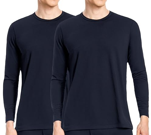 Nutria Biancheria intima termica da uomo, confezione da 2 pezzi, in pile interno a maniche lunghe, biancheria intima termica, maglietta termica da uomo, con tempo freddo, leggera U07A, XL