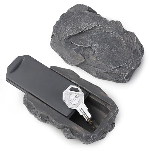 BarGifts Fake Rock Key Hider Safe for Outdoor Garden or Yard, Large Size Fake Stone Hidden Safe - Looks Stone- Hide A Key Outside in Rock