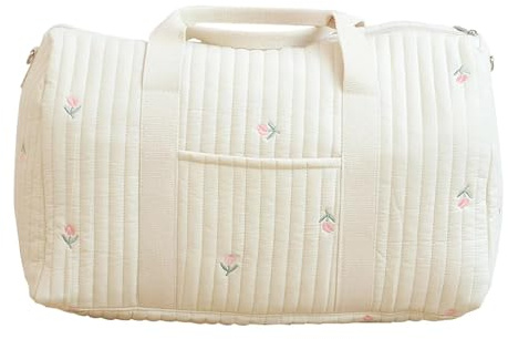 Loimol Bolso para mamá multiusos, bolso cambio bebé, bolso mamá hospital nacimiento, parto en el hospital, cochecito, viaje y cambio, Tulipanes, Retro