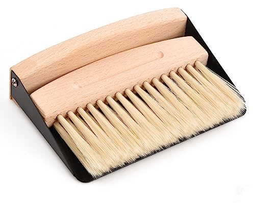 Kleiner Besen und Kehrschaufel Reinigungsset, Mini Kehrblech und Handfeger Besen, Tragbares Tischplatten Bürsten Set zum Reinigen von Tisch, Staub