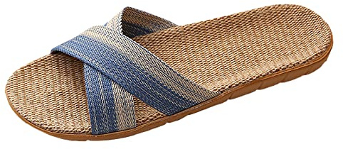 Zapatos de cabaña para hombre ligeramente abiertos, zapatillas de fieltro para hombre, cuatro parejas, zapatillas de lino antideslizantes, para interiores y exteriores, marine, 41 EU