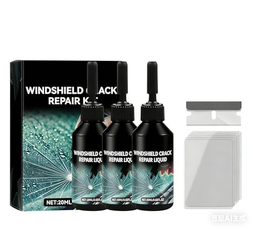 Steinschlag Reparaturset Windschutzscheibe, Verbesserter Glas Reparatur Flüssigkeit mit 4er-Pack Glas Reparatur Set, Windschutzscheibe Reparaturset Glas Reparatur Set für Chips Löcher & Löchern (3Pcs)