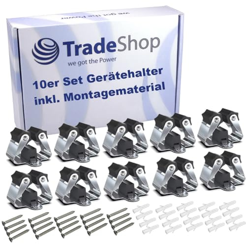 Trade-Shop Besenhalterung Wand (10er Set), Gerätehalter, Edelstahl Gartengerätehalter, Werkzeughalter Wand für Garten, Garage, Küche, innen und außen