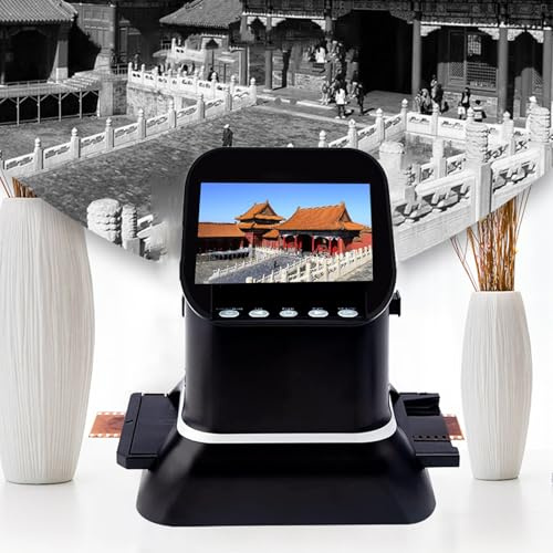 Film Negative Scanner with High Resolution Slide Viewer, Converts 35mm Film and Slides to Digital JPEG Format Without Computer or Software Required