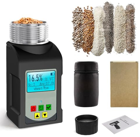 Tester Di Umidità Dei Cereali Intelligente Per 25 Cereali, Misuratore Di Umidità Dei Cereali Portatile Con Display Digitale, Trasmissione Vocale E Blocco Dati, Analizzatore Di Umidità E Temperatura
