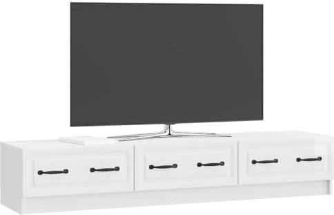 vidaXL TV-skåp 147 x 34,5 x 27 cm Vit högglans Konstruerat trä