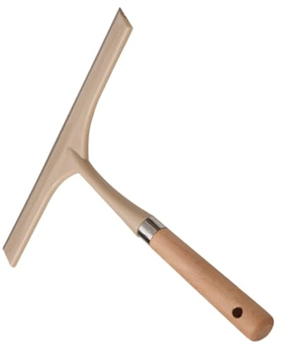 TOYZFRIENDY Outil de Nettoyage du Verre pour Porte Surface Carrelée, Essuie-Glace en Acier Inoxydable et Bois de Hêtre, Grip Antidérapant Minimisant la Fatigue Main pour Salle de Bain