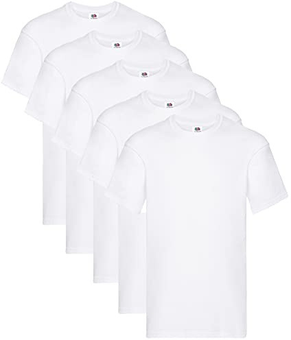 Fruit of the Loom Original T., T-Shirt Uomo, Bianco (White 30), Large(Pacco da 5)