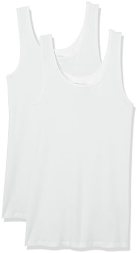 Amazon Essentials Damen Tanktop, Schmale Passform, 2er-Pack, Weiß, L