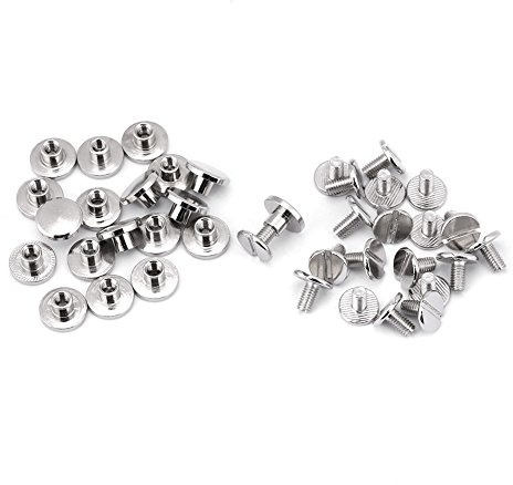 Flachnieten zum Schrauben, 20 Stück Messing Knopfnieten mit flachem Kopf Nagel Nieten für Leder, Schraub Nieten für Gürtel, Riemen Tasche Schuhe Dekoration Buchschrauben (5 mm)