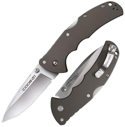 Cold Steel, Code 4 Lockback, Klappmesser, Spear Point Klinge, Taschenmesser, Aluminium Griff, Satin Finish, scharfes Messer für Outdoor, Camping, Schnitzen