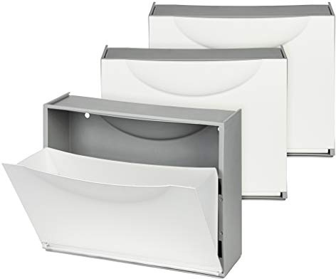 Kreher XL Schuhschrank aus Kunststoff in Weiß, 3 Schuhkipper | Für ca. 9 Paar Schuhe, erweiterbar, abwaschbar und multifunktional. Auch zur Wandmontage geeignet.