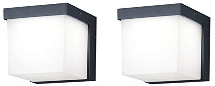 meineWunschleuchte 2er Set würfelförmige Außenwandleuchten in Anthrazit, Höhe 12cm