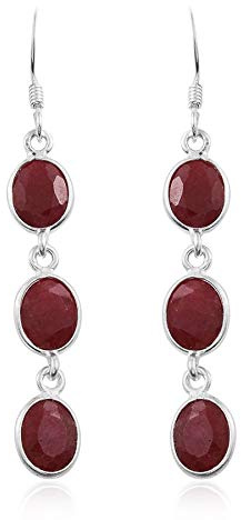 Rubin-Ohrringe für Frauen und Mädchen, massive Sterlingsilber-Ohrringe