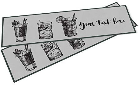 Personalised Bar Runner -3 Drinks - Custom Text Rubber Bar Mat - Home Bar Accessories for home pub (Small - 440x250)
