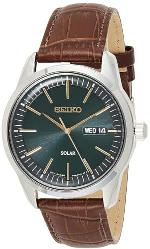 Seiko Men's Analog Solar Watch with Leather Strap SNE529P1