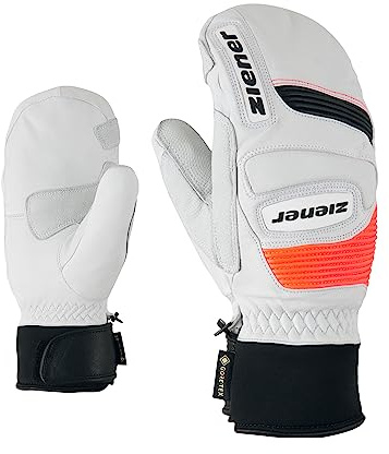 Ziener Erwachsene Ski-fäustling/Wintersport, Wasserdicht, Atmungsaktiv, Gore-tex, Primaloft, Leder, Rennlauf GUARDI GTX + Gore Plus warm PR Mitten, White, 8, 801062